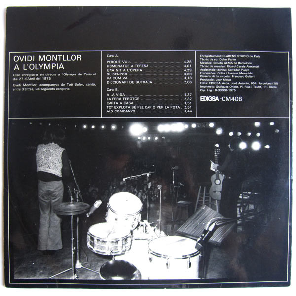 Ovidi Montllor - Ovidi Montllor A L'Olympia | Edigsa (CM408) - 2