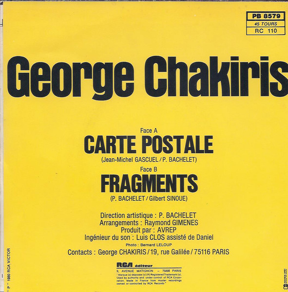 George Chakiris - Carte Postale / Fragments | RCA Victor (PB 8579) - 2