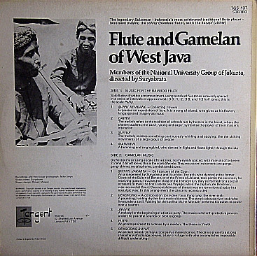 Sulaeman , Members Of The National University Group Of Jakarta - Flute And Gamelan Of West Java | Tangent Records (TGS 137) - 2