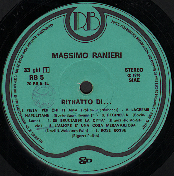 Massimo Ranieri - Ritratto Di... Massimo Ranieri | Record Bazaar (RB 5) - 3