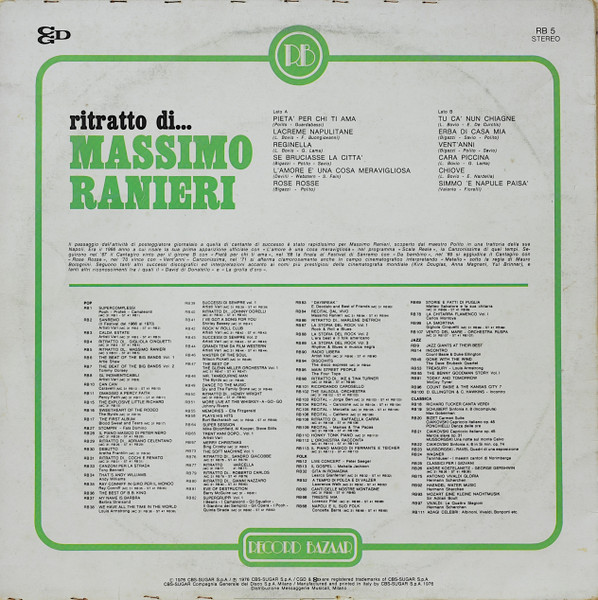 Massimo Ranieri - Ritratto Di... Massimo Ranieri | Record Bazaar (RB 5) - 2