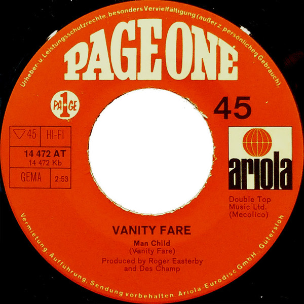 Vanity Fare - Hitchin' A Ride / Man Child | Page One (14 472 AT) - 4
