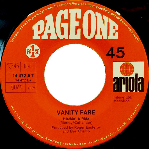 Vanity Fare - Hitchin' A Ride / Man Child | Page One (14 472 AT) - 3