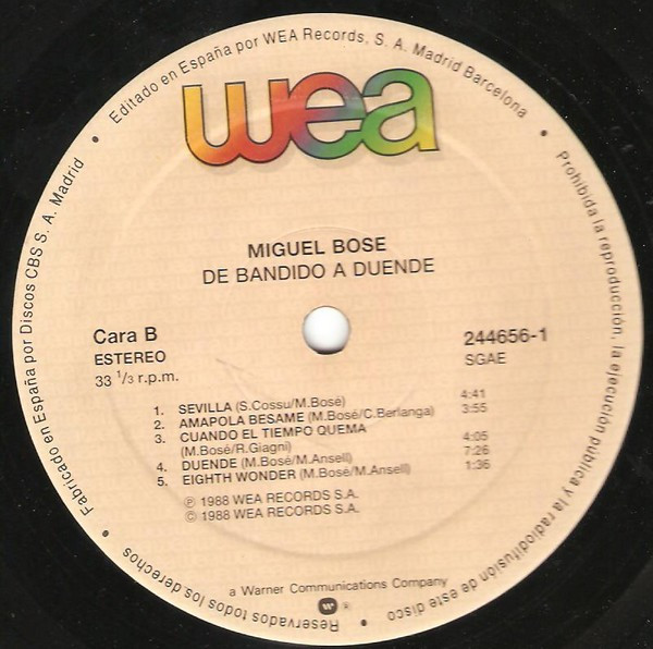 Miguel Bosé - De Bandido A Duende | WEA (244656-1) - 3