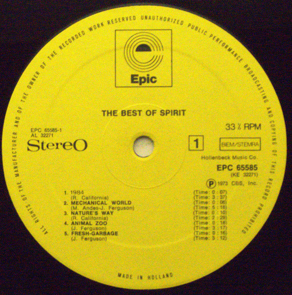Spirit - The Best Of Spirit | Epic (EPC 65585) - 3