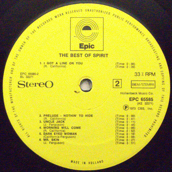 Spirit - The Best Of Spirit | Epic (EPC 65585) - 4