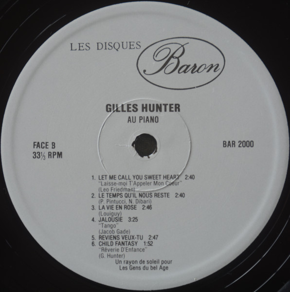 Gilles Hunter - Au Piano | Disques Baron (BAR-2000) - 4