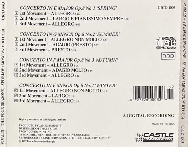 Antonio Vivaldi / Moscow Virtuosi - The Four Seasons | Castle Communications (CICD 1003) - 2