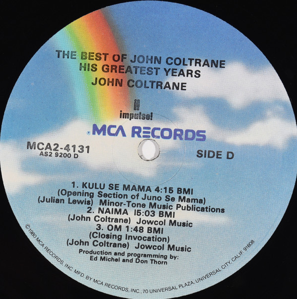 John Coltrane - The Best Of John Coltrane - His Greatest Years | MCA Records (MCA2-4131) - 4