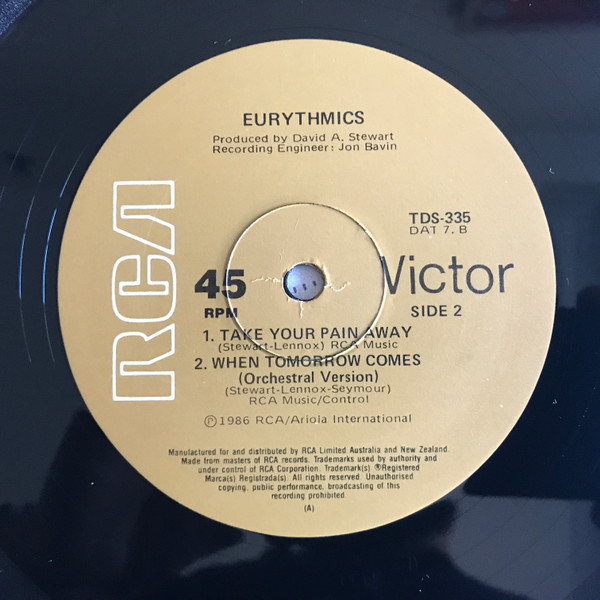 Eurythmics - When Tomorrow Comes | RCA Victor (TDS-335) - 4 Eurythmics - When Tomorrow Comes | RCA Victor (TDS-335) - 4