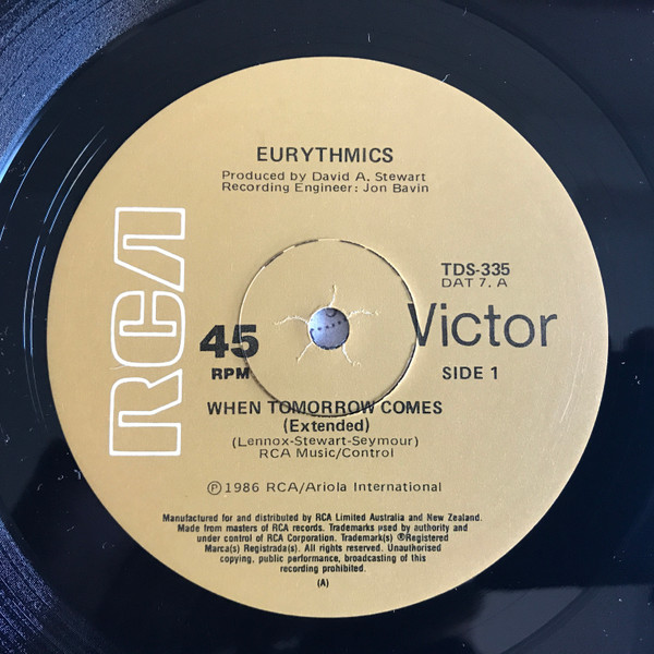 Eurythmics - When Tomorrow Comes | RCA Victor (TDS-335) - 3 Eurythmics - When Tomorrow Comes | RCA Victor (TDS-335) - 3