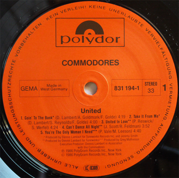 Commodores - United | Polydor (831 194-1)