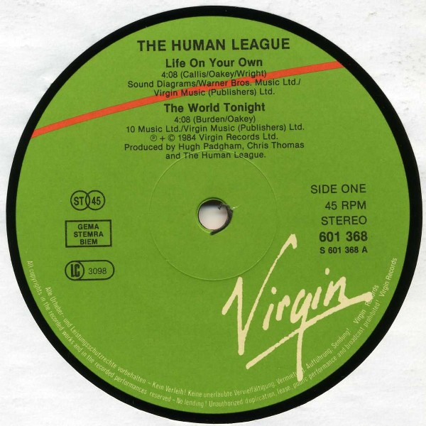 The Human League - Life On Your Own | Virgin (601 368) - 3