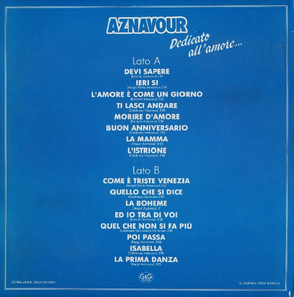 Charles Aznavour - Dedicato All'Amore... | G & G Records (TBA 253) - 2 Charles Aznavour - Dedicato All'Amore... | G & G Records (TBA 253) - 2
