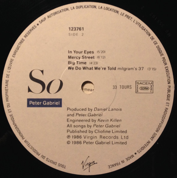 Peter Gabriel - So | Virgin (123 761) - 3