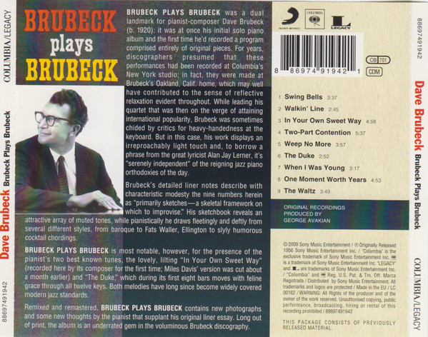 Dave Brubeck - Brubeck Plays Brubeck | Columbia (88697491942) - 2 Dave Brubeck - Brubeck Plays Brubeck | Columbia (88697491942) - 2