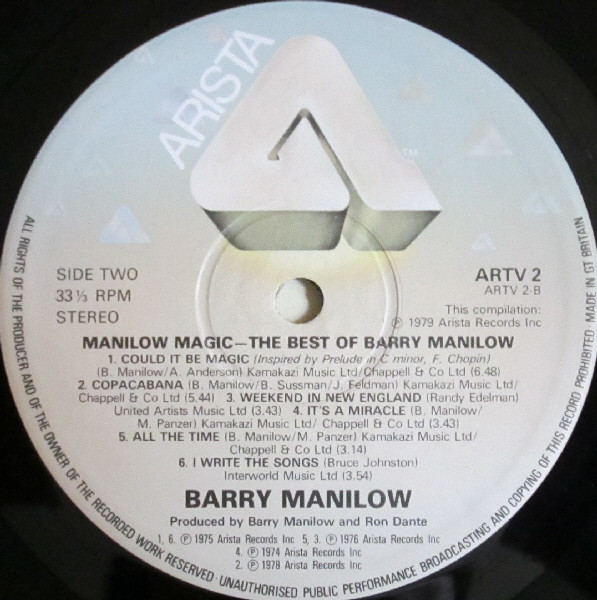 Barry Manilow - Manilow Magic (The Best Of Barry Manilow) | Arista (ARTV 2) - 4 Barry Manilow - Manilow Magic (The Best Of Barry Manilow) | Arista (ARTV 2) - 4