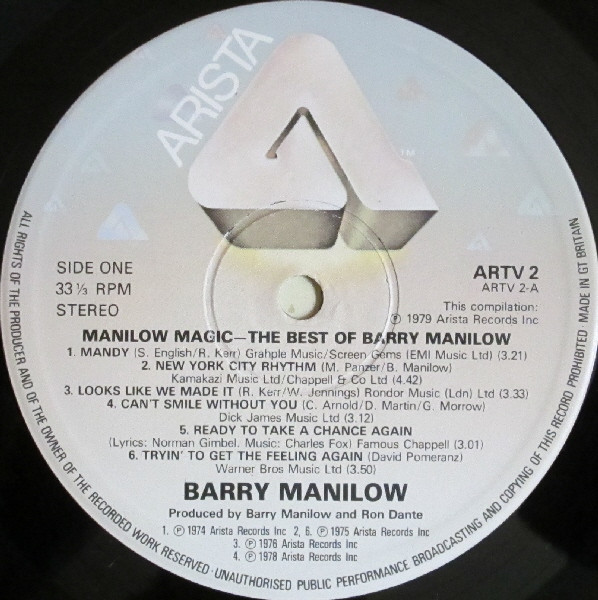 Barry Manilow - Manilow Magic (The Best Of Barry Manilow) | Arista (ARTV 2) - 3 Barry Manilow - Manilow Magic (The Best Of Barry Manilow) | Arista (ARTV 2) - 3