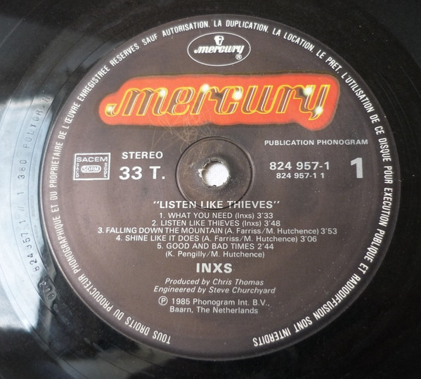 INXS - Listen Like Thieves | Mercury (824 957-1) - 3 INXS - Listen Like Thieves | Mercury (824 957-1) - 3