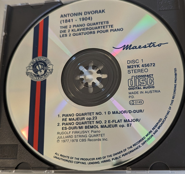 Antonín Dvořák , Rudolf Firkušný , Juilliard String Quartet - The 2 Piano Quartets / Piano Quintet / Bagatelles | CBS Masterworks (M2YK 45672) - 3