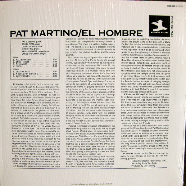 Pat Martino - El Hombre [Vinyl] | Original Jazz Classics (OJC-195) - 2