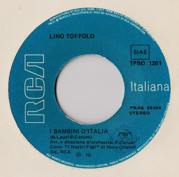 Lino Toffolo - Johnny Bassotto | RCA (TPBO 1261) - 4