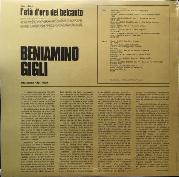 Beniamino Gigli - Beniamino Gigli | RCA (TVM 1-7204) - 2 Beniamino Gigli - Beniamino Gigli | RCA (TVM 1-7204) - 2