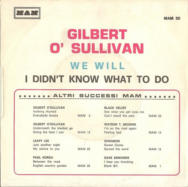 Gilbert O'Sullivan - We Will | MAM (MAM 30) - 2