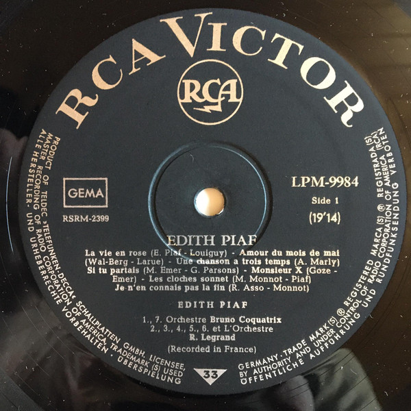 Edith Piaf - Piaf In Her Great Years | RCA Victor (LPM-9984) - 3