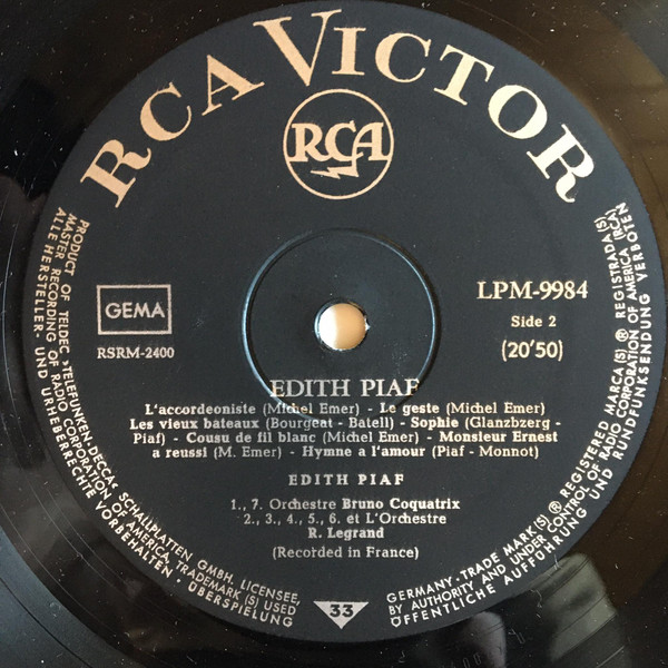 Edith Piaf - Piaf In Her Great Years | RCA Victor (LPM-9984) - 4