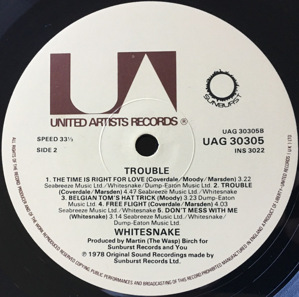 Whitesnake - Trouble | United Artists Records (UAG 30305) - 4 Whitesnake - Trouble | United Artists Records (UAG 30305) - 4