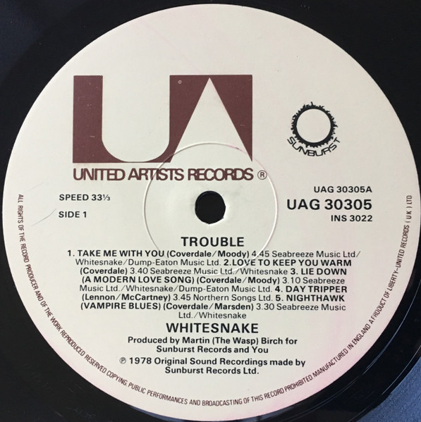 Whitesnake - Trouble | United Artists Records (UAG 30305) - 3 Whitesnake - Trouble | United Artists Records (UAG 30305) - 3
