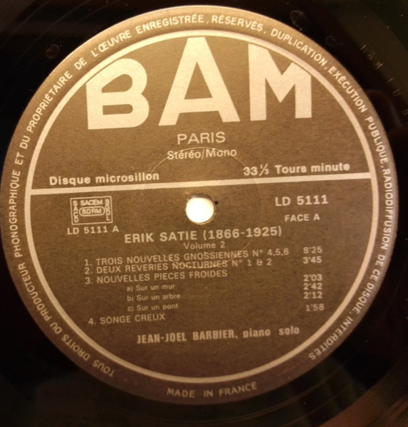 Erik Satie / Jean-Joël Barbier & Jean Wiener - Erik Satie Volume 2 | BAM (LD 5111) - 3