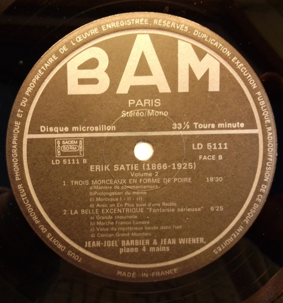 Erik Satie / Jean-Joël Barbier & Jean Wiener - Erik Satie Volume 2 | BAM (LD 5111) - 4