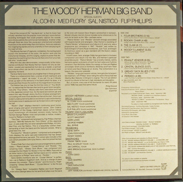 The Woody Herman Big Band With Special Guests Al Cohn , Med Flory , Sal Nistico , Flip Phillips - World Class | Concord Jazz (CJ-240) - 2