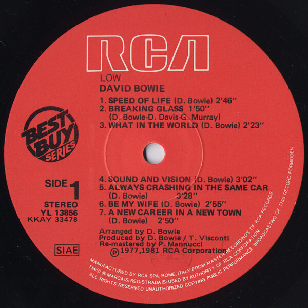 David Bowie - Low | RCA (YL 13856) - 3 David Bowie - Low | RCA (YL 13856) - 3