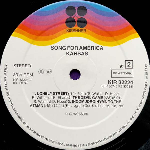 Kansas - Song For America | Kirshner (KIR 32224) - 4 Kansas - Song For America | Kirshner (KIR 32224) - 4