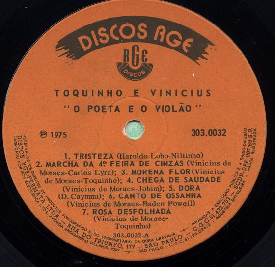 Toquinho & Vinicius - O Poeta E O Violão | Discos RGE (303.0032) - 3 Toquinho & Vinicius - O Poeta E O Violão | Discos RGE (303.0032) - 3