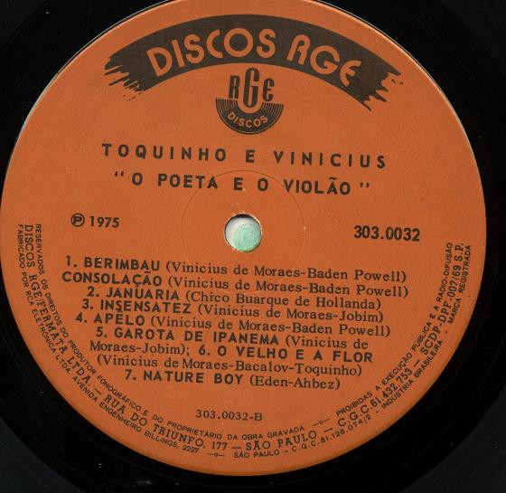Toquinho & Vinicius - O Poeta E O Violão | Discos RGE (303.0032) - 4 Toquinho & Vinicius - O Poeta E O Violão | Discos RGE (303.0032) - 4