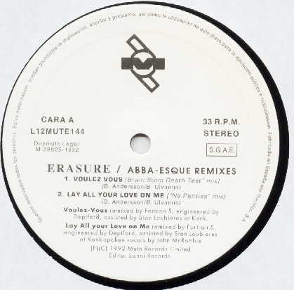 Erasure - Abba-Esque (The Remixes) | Sanni Records (L12 MUTE 144) - 2