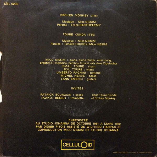 Mico Nissim - Broken Monkey / Toure Kunda | Celluloid (CEL 6230) - 2