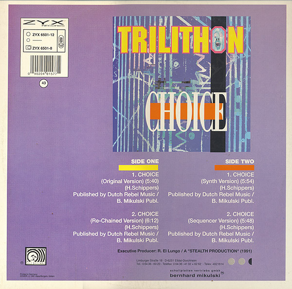 Trilithon - Choice | ZYX Records (ZYX 6501-12) - 2 Trilithon - Choice | ZYX Records (ZYX 6501-12) - 2