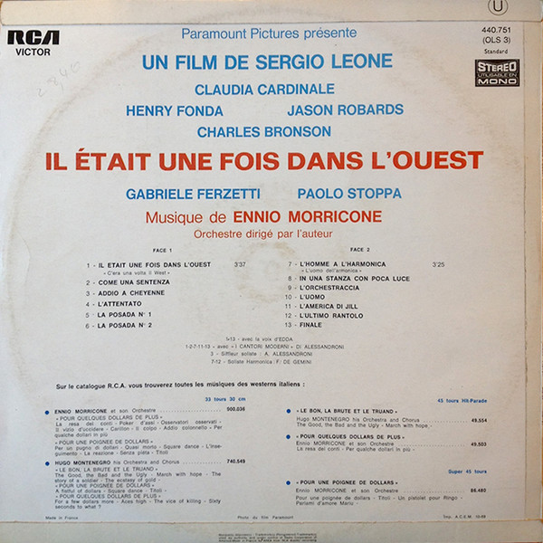 Ennio Morricone - Il Était Une Fois Dans L'Ouest (Bande Originale Du Film Paramount) | RCA Victor (440.751) - 2 Ennio Morricone - Il Était Une Fois Dans L'Ouest (Bande Originale Du Film Paramount) | RCA Victor (440.751) - 2