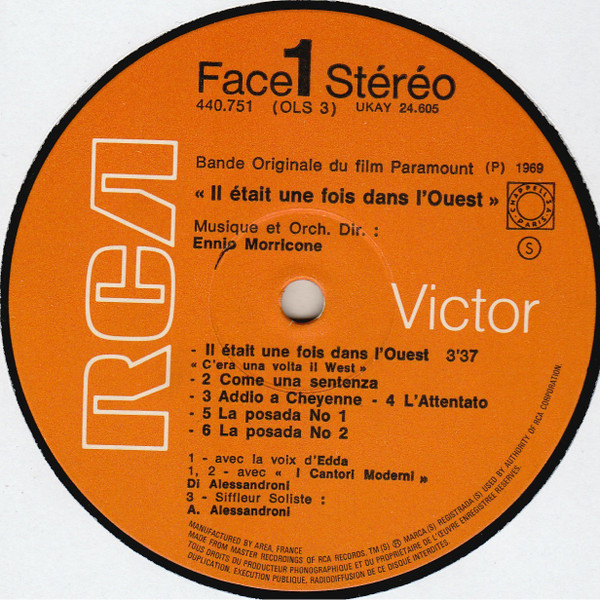 Ennio Morricone - Il Était Une Fois Dans L'Ouest (Bande Originale Du Film Paramount) | RCA Victor (440.751) - 3 Ennio Morricone - Il Était Une Fois Dans L'Ouest (Bande Originale Du Film Paramount) | RCA Victor (440.751) - 3