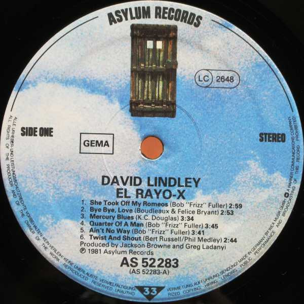 David Lindley - El Rayo-X | Asylum Records (AS 52 283) - 3 David Lindley - El Rayo-X | Asylum Records (AS 52 283) - 3