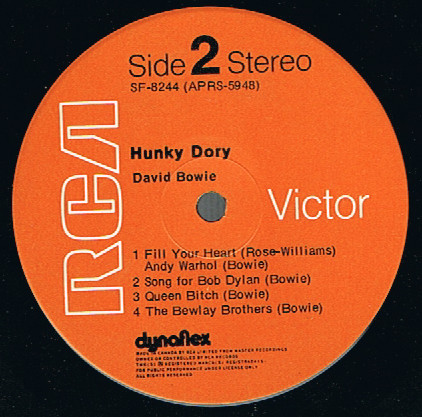 David Bowie - Hunky Dory | RCA Victor (SF 8244) - 4 David Bowie - Hunky Dory | RCA Victor (SF 8244) - 4