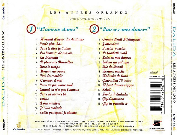 Dalida - Les Années Orlando | Barclay (537 264-2) - 2