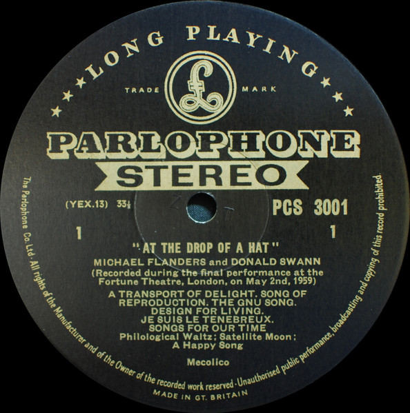 Flanders & Swann - At The Drop Of A Hat | Parlophone (PCS 3001) - 3