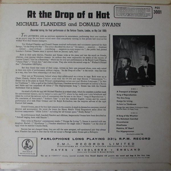 Flanders & Swann - At The Drop Of A Hat | Parlophone (PCS 3001) - 2