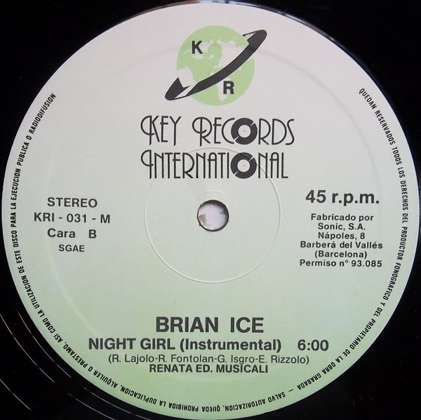 Brian Ice - Night Girl | Key Records Int. (KRI-031-M) - 4